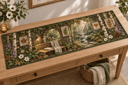 Pressed Woodland Leaves Quiet Corner Table Runner TABLE928