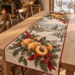 Holiday Apricot Christmas Quilted Table Runner TABLE928