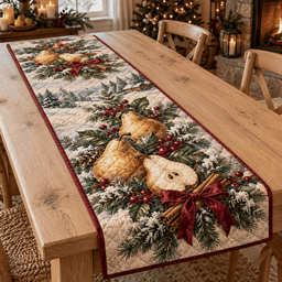 Holiday Pear Christmas Quilted Table Runner TABLE928