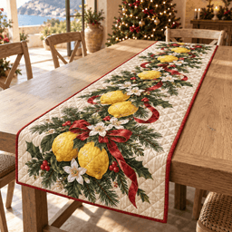 Holiday Lemon Christmas Quilted Table Runner TABLE928
