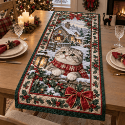 Scottish Fold Cat Christmas Quilted Table Runner TABLE928