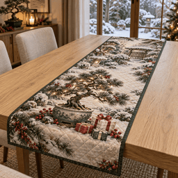 Winter Bonsai Christmas Quilted Table Runner TABLE928
