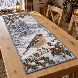 Winter Chaffinch Christmas Quilted Table Runner TABLE928