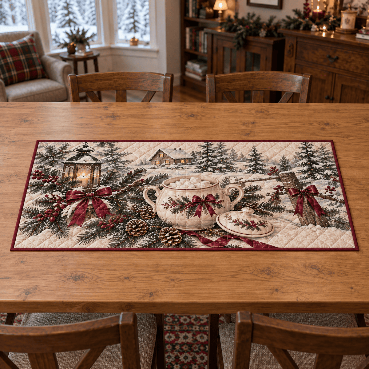 Holiday Sugar Bowl Christmas Quilted Table Runner TABLE928
