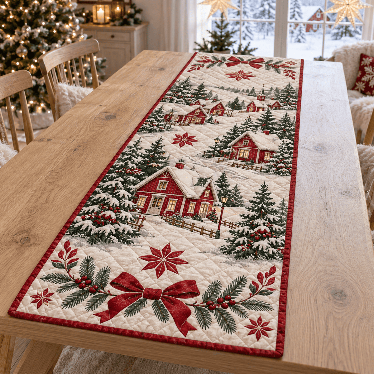 Nordic Village Christmas Quilted Table Runner TABLE928