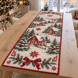 Nordic Village Christmas Quilted Table Runner TABLE928