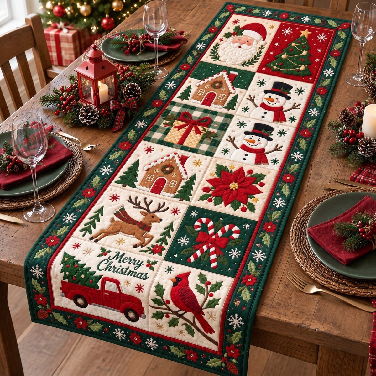 Festive Patchwork Cheer Table Runner - Made to Order TABLE928
