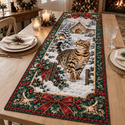 Bengal Cat Christmas Quilted Table Runner TABLE928