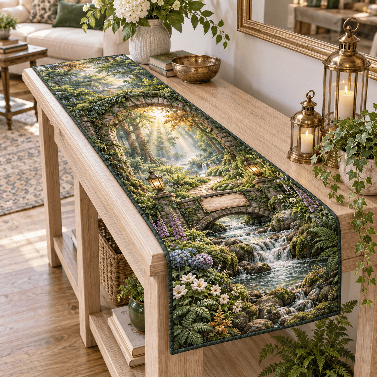 Forest Path Stone Bridge Table Runner TABLE928