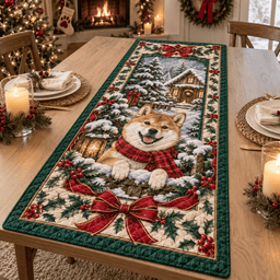 Shiba Inu Christmas Quilted Table Runner TABLE928