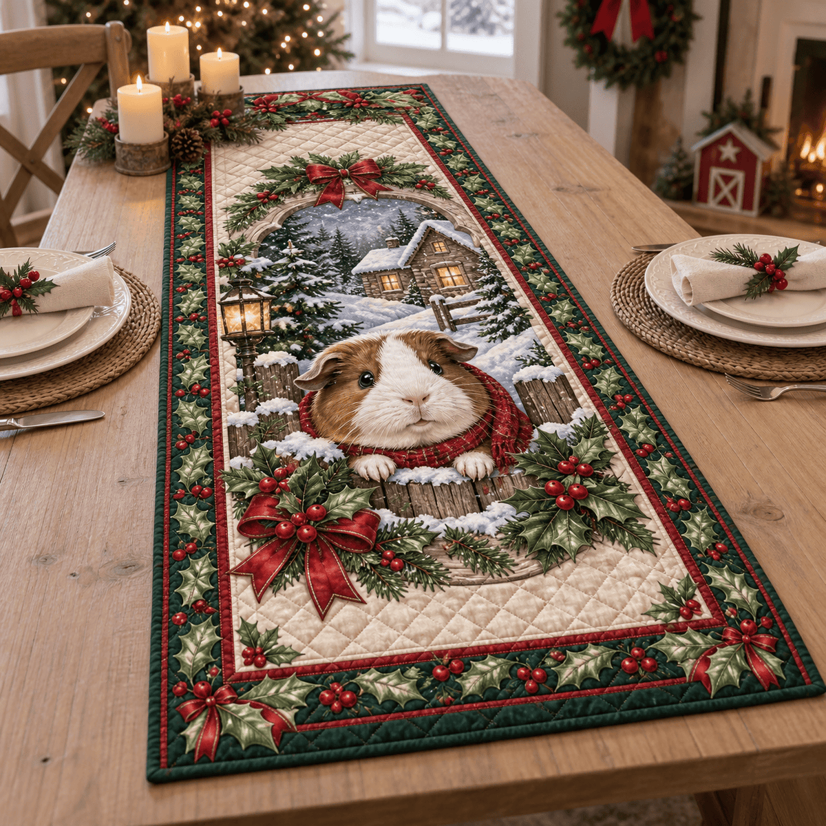 Guinea Pig Christmas Quilted Table Runner TABLE928