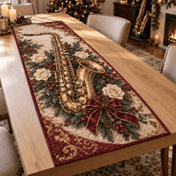 Holiday Saxophone Christmas Quilted Table Runner TABLE928