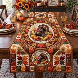 Autumn Turkey Blessings Table Runner - Made to Order TABLE928