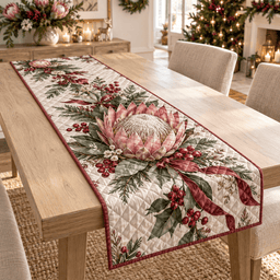 Winter King Protea Christmas Quilted Table Runner TABLE928