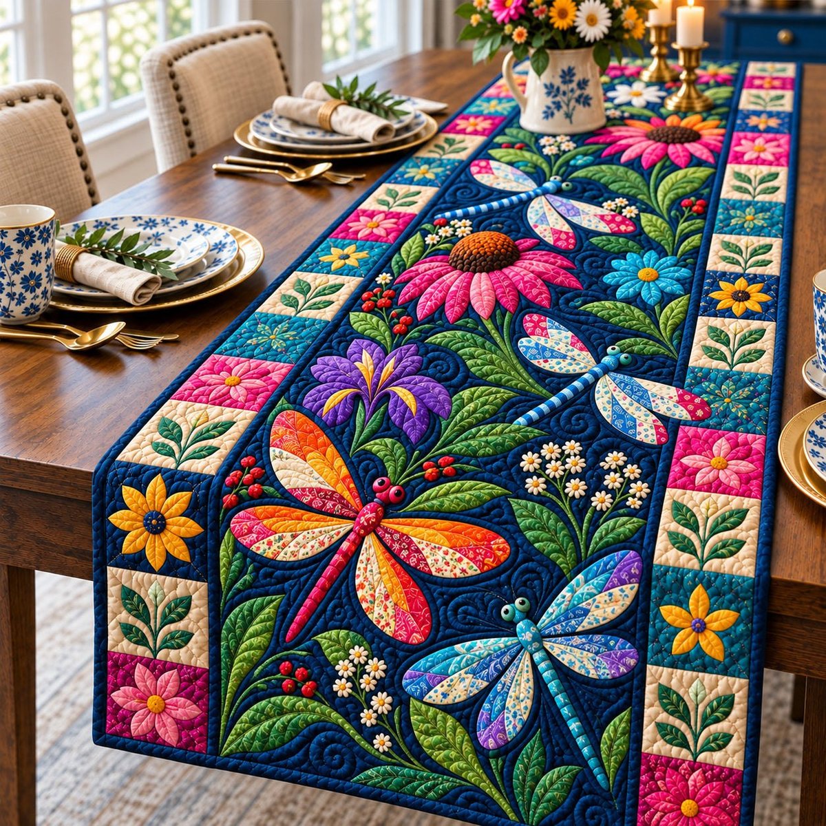 Dragonfly Garden Glow Table Runner - Made to Order TABLE928