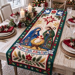 Quiet Night Holy Light Nativity Table Runner - Made to Order TABLE928