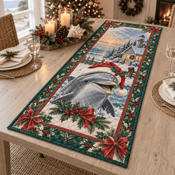 Dolphin Christmas Quilted Table Runner TABLE928