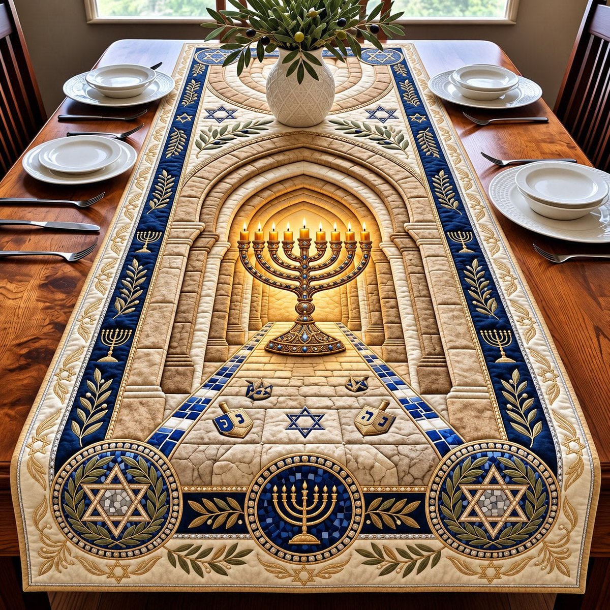 Menorah Archway Festival Lights Table Runner - Made to Order TABLE928