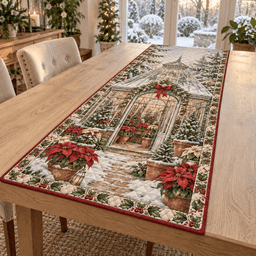 Winter Greenhouse Christmas Quilted Table Runner TABLE928