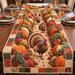 Pumpkin Patch Path Harvest Turkey Table Runner - Made to Order TABLE928