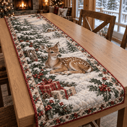 Winter Fawn Christmas Quilted Table Runner TABLE928