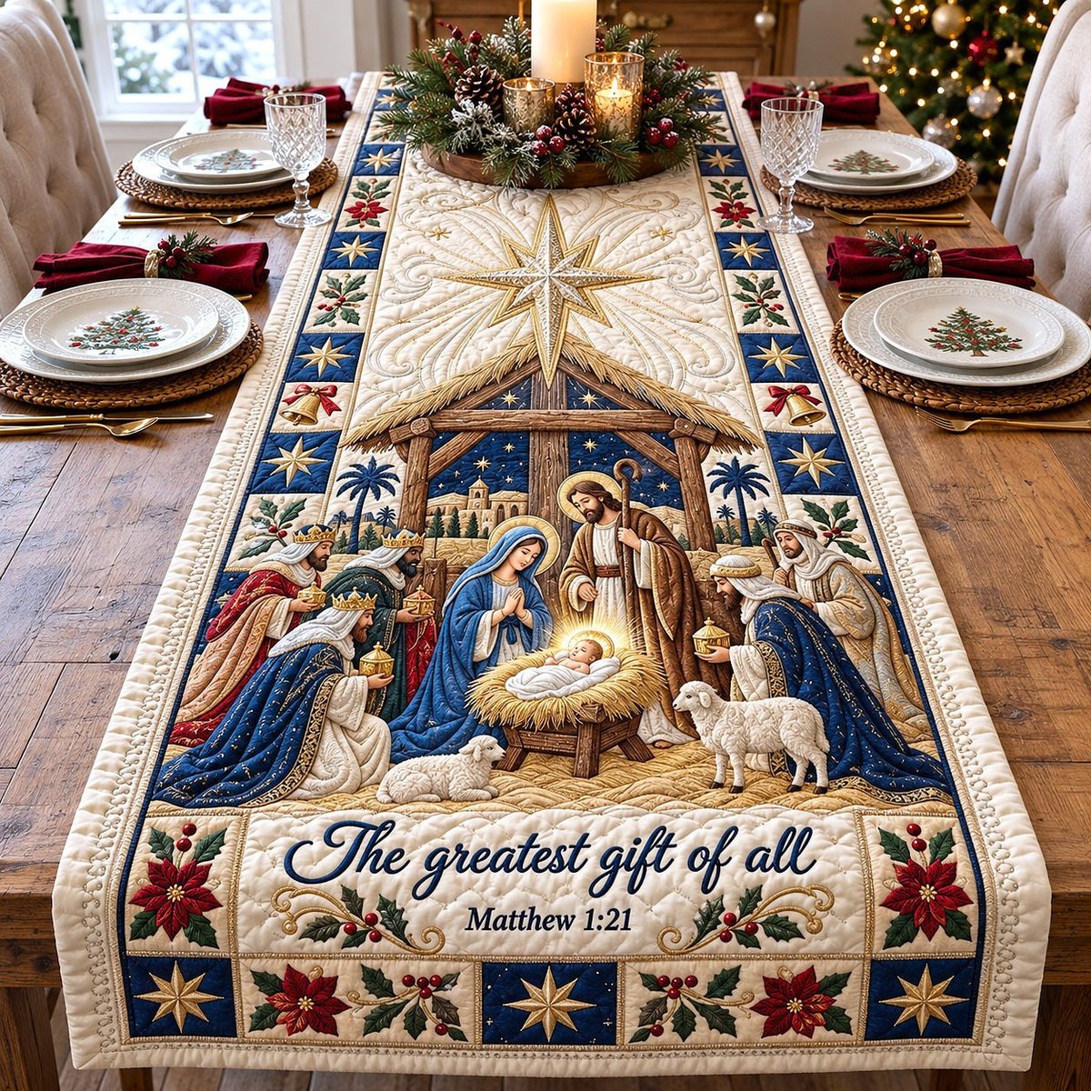 Greatest Gift Of All Nativity Table Runner - Made to Order TABLE928