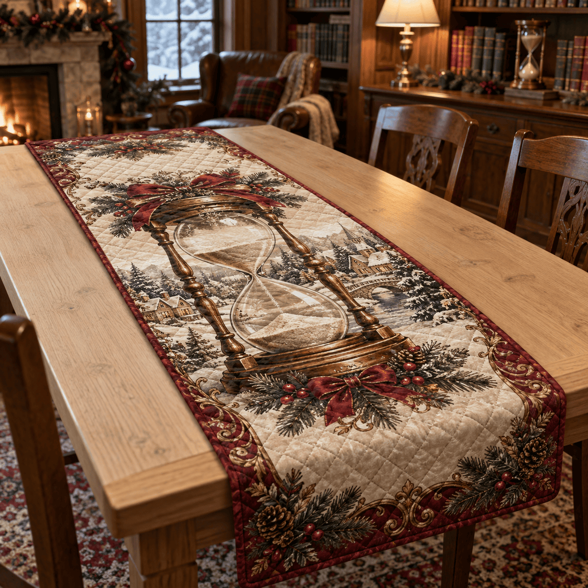 Holiday Hourglass Christmas Quilted Table Runner TABLE928