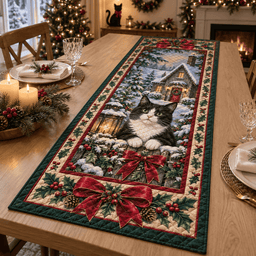 Tuxedo Cat Christmas Quilted Table Runner TABLE928