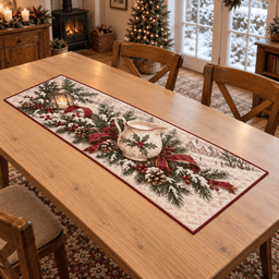 Holiday Creamer Christmas Quilted Table Runner TABLE928