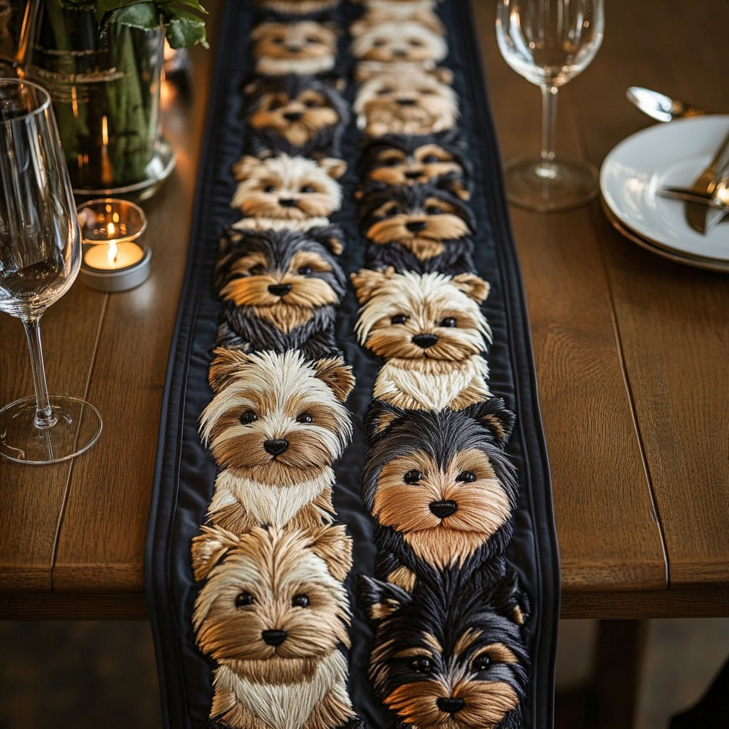 Yorkie Row Table Runner - Made to Order TABLE928