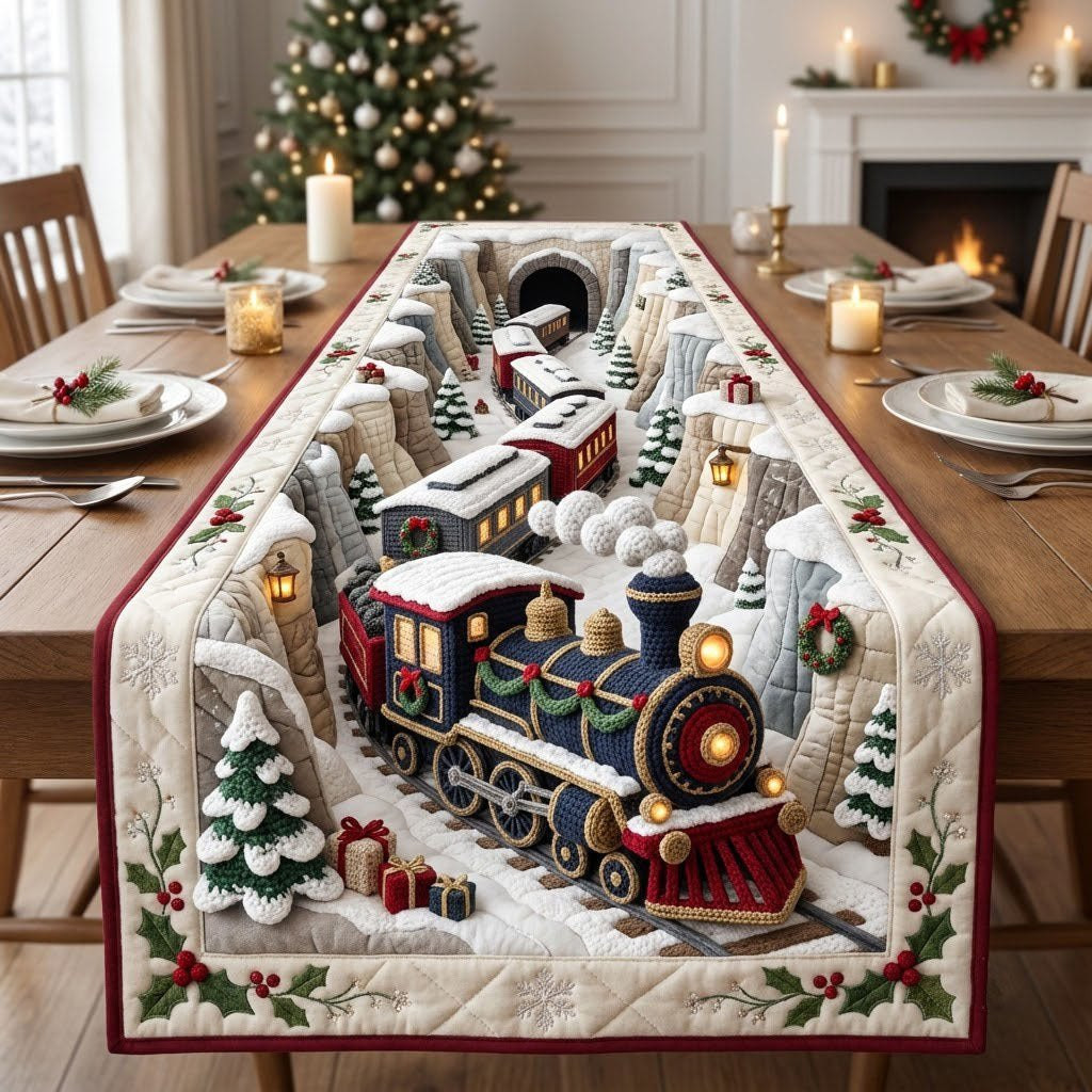 Christmas Train Crochet Table Runner - Made to Order TABLE928