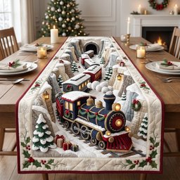 Christmas Train Crochet Table Runner - Made to Order TABLE928