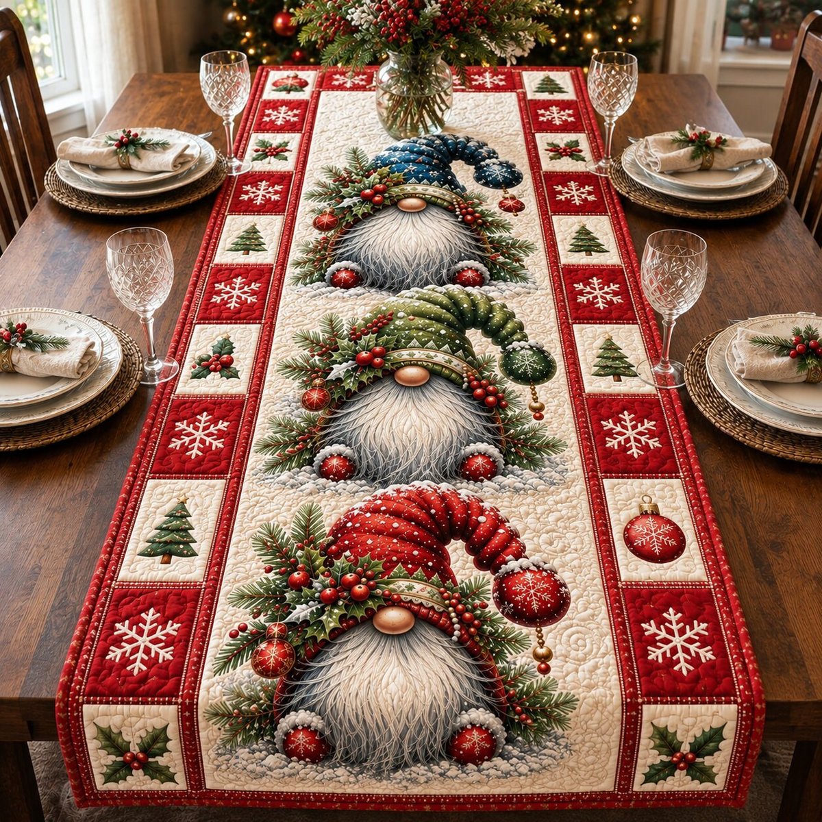 Christmas Gnomes Table Runner - Made to Order TABLE928