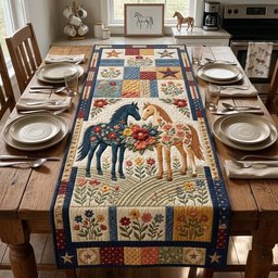 Star Border Horse Duo Table Runner - Made to Order TABLE928