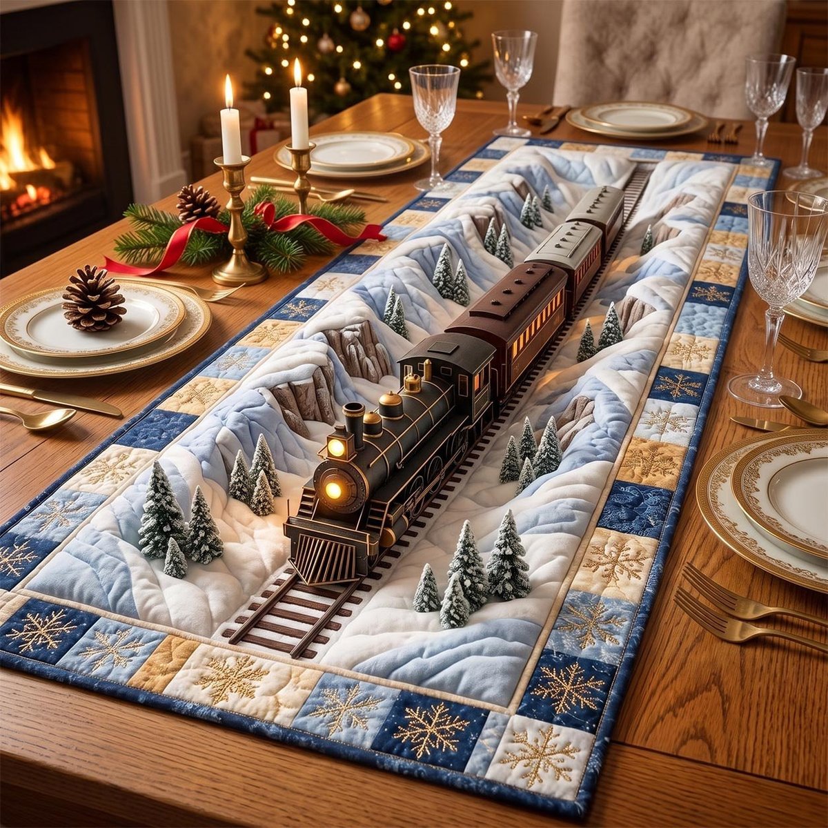 Midnight Express Snowfield Table Runner - Made to Order TABLE928