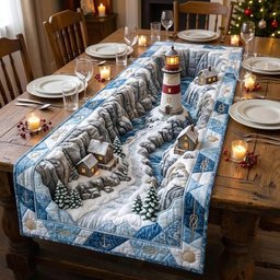 North Pole Lighthouse Bay Table Runner - Made to Order TABLE928
