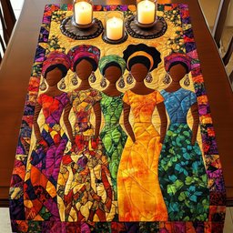Women with Big Earrings and Gowns Table Runner - Made to Order TABLE928