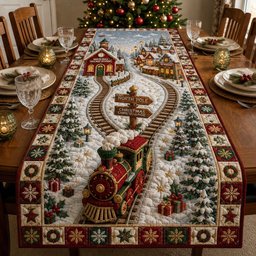 North Pole Railway Village 3045 Table Runner - Made to Order TABLE928