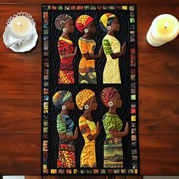 Women in Headwrap Quilt Blocks Table Runner - Made to Order TABLE928