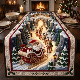 Santa Sleigh Crochet Table Runner - Made to Order TABLE928