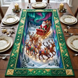 Aurora Sleigh Green Frame Table Runner - Made to Order TABLE928