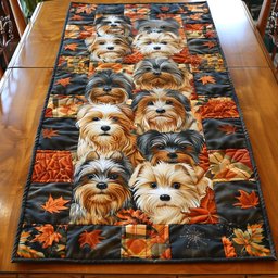 Yorkie Fall Harvest Table Runner - Made to Order TABLE928