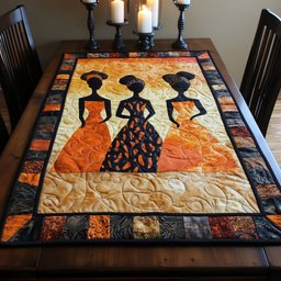 Women Balancing Pots on Gold Table Runner - Made to Order TABLE928