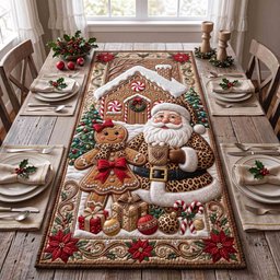 Santa Gingerbread Candy Pair Table Runner - Made to Order TABLE928