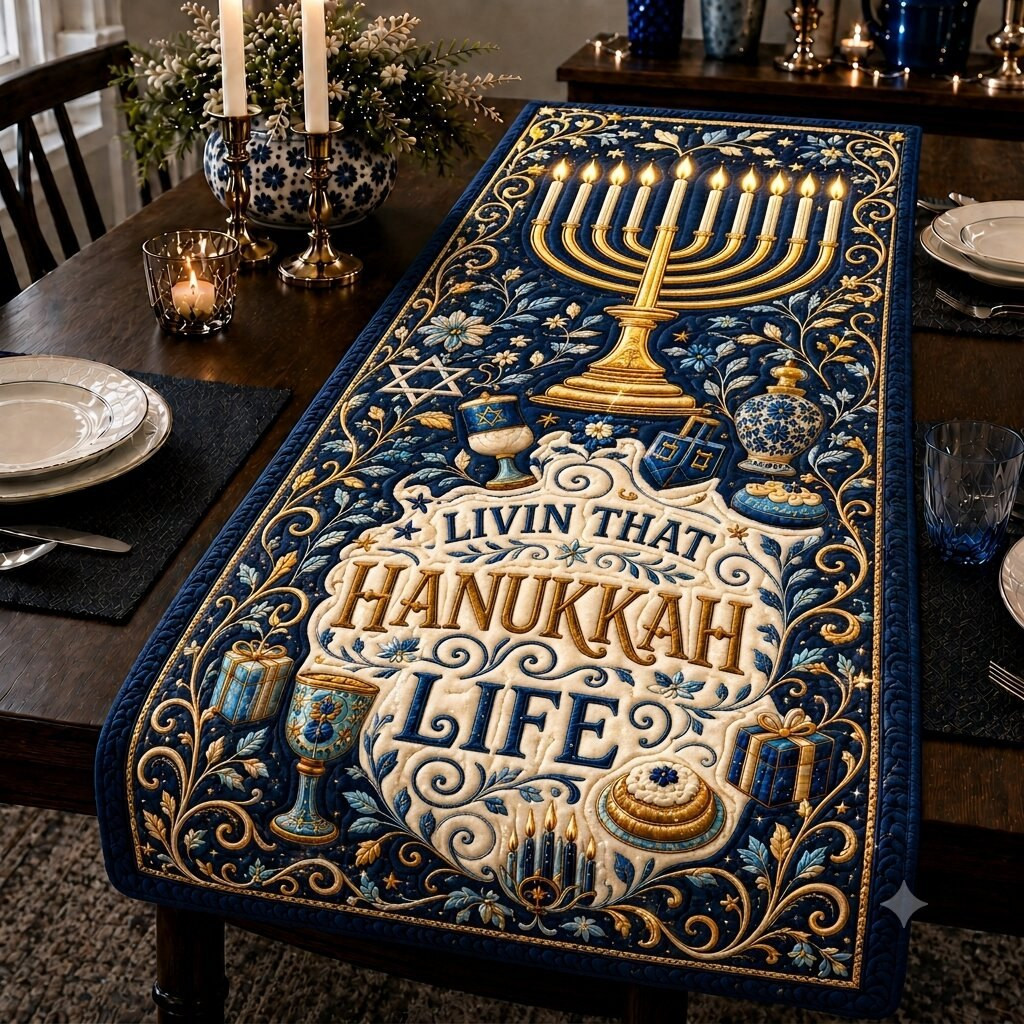 Magical Hanukkah Evening Table Runner - Made to Order TABLE928