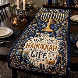 Magical Hanukkah Evening Table Runner - Made to Order TABLE928