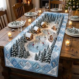 North Pole Skating Pond Table Runner - Made to Order TABLE928