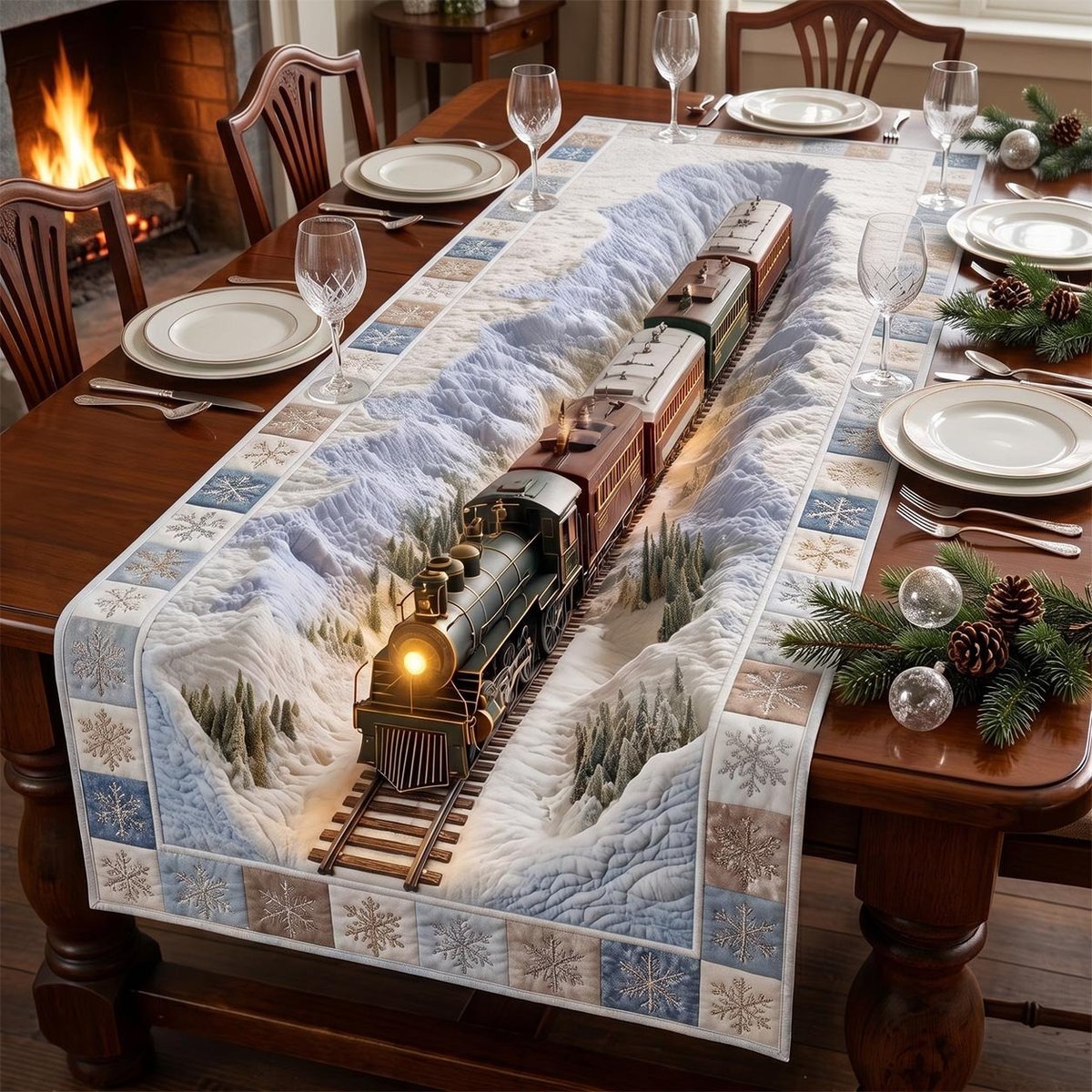 Frost Valley Steam Engine Table Runner - Made to Order TABLE928