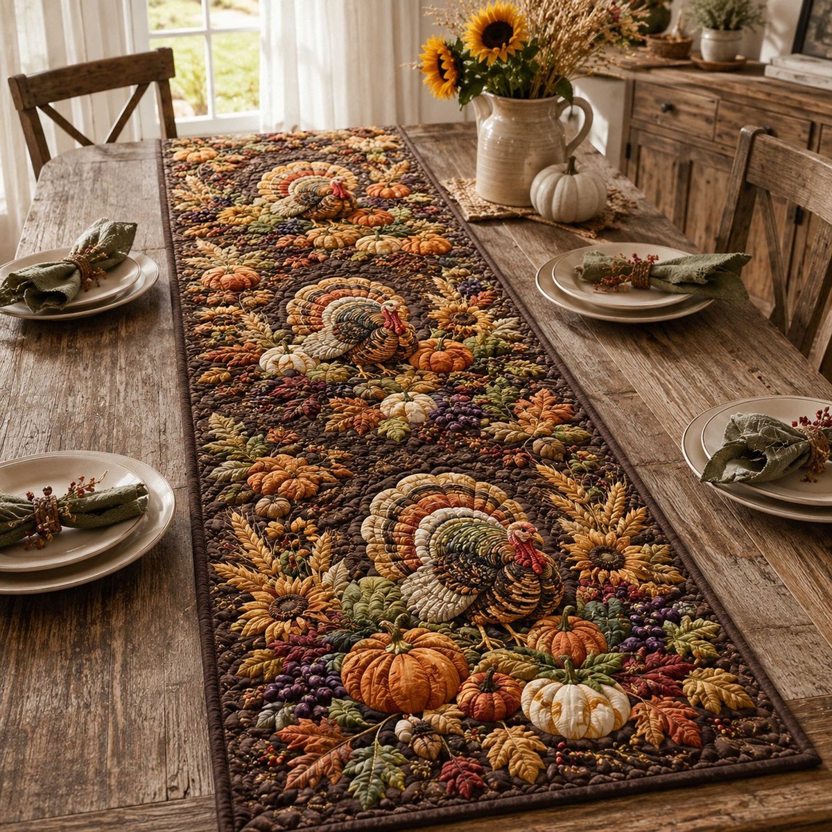 Autumn Turkey Table Runner - Made to Order TABLE928