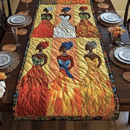 Women in Orange Gowns Table Runner - Made to Order TABLE928